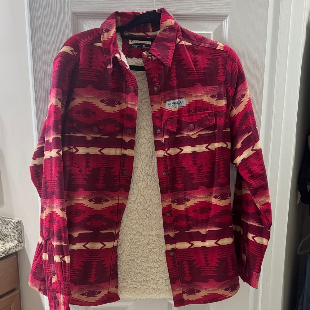 Magellan Outdoors Pink Aztec Print Sherpa Lined Jacket NWT